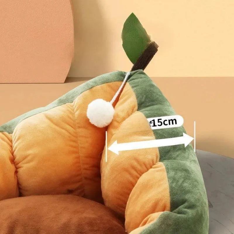 Soft green cotton enclosed pet bed house with removable cushion for a cat