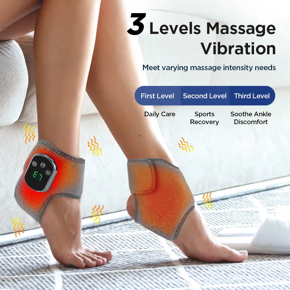 Electric heating ankle and wrist guard massage instrument in grey or black with 7W power, 5V voltage, hot compress and vibration.