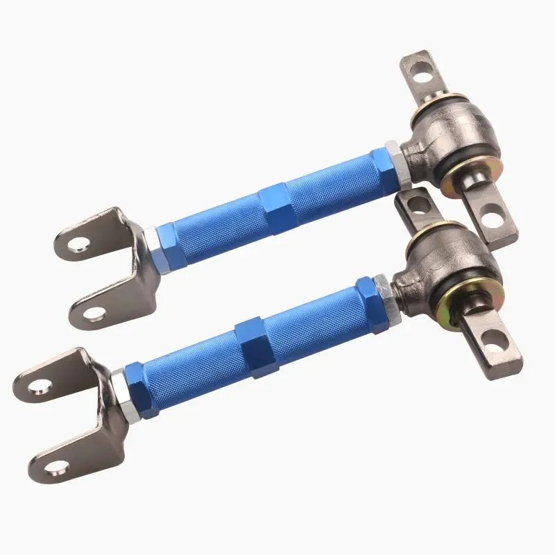 Blue and red aluminium alloy ES bones for Honda Civic EP3 rear pull rod recliner modification kit.