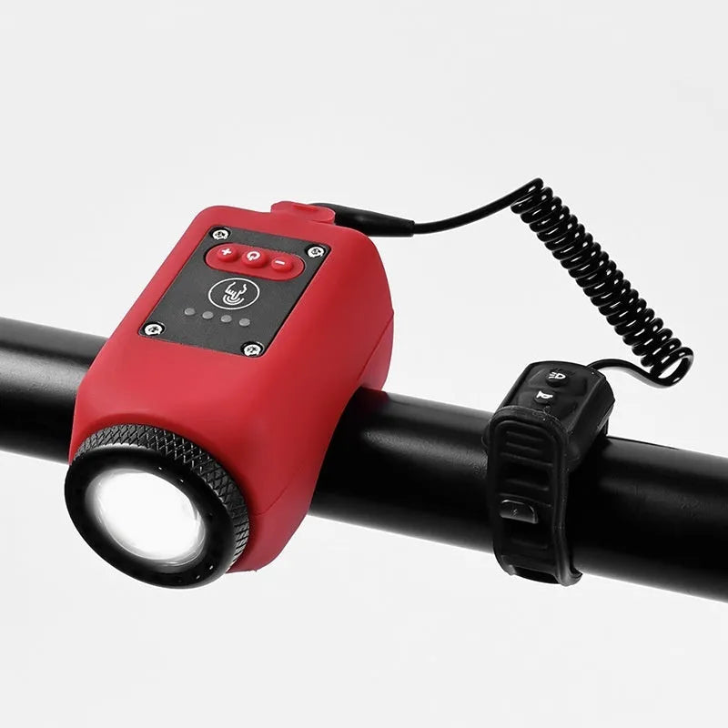 Bicycle horn light with 12 COB wicks, 250 lumens, 110dB speaker, IPX5 waterproof, USB rechargeable, black