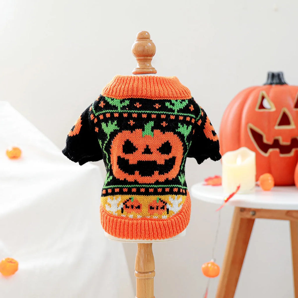 Acrylic pet dog jumper in Halloween or Christmas design, sizes XS-XL for small dogs and cats