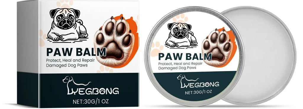 Dog paw balm set with shea butter and coconut oil, includes foot washing cup and towel