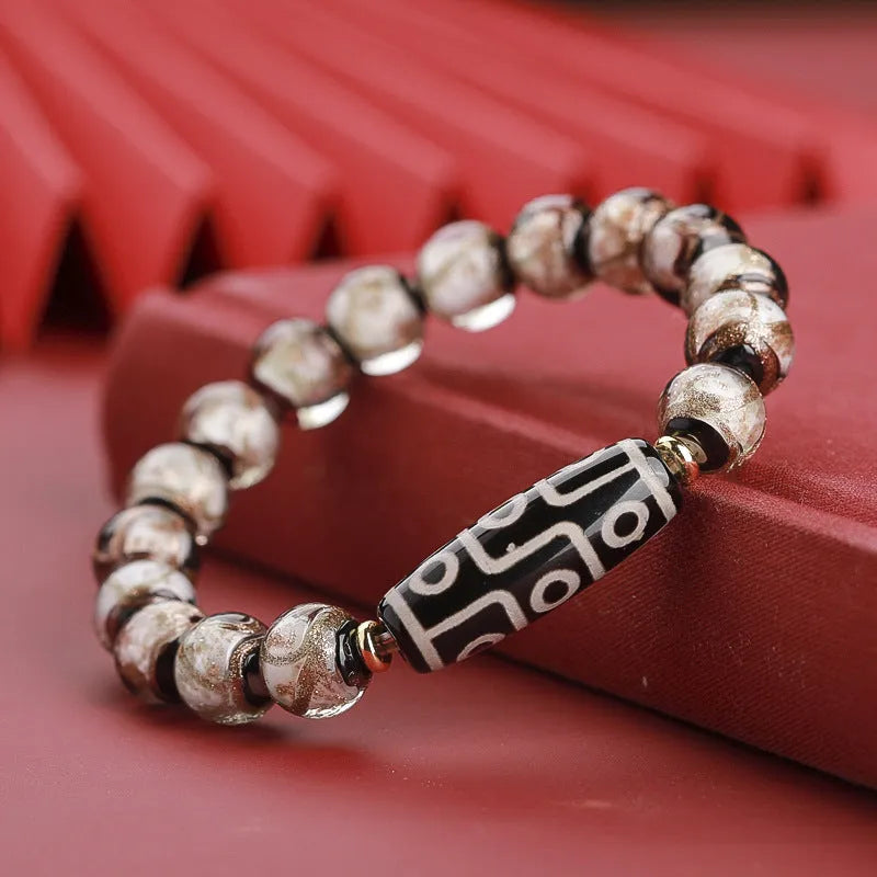 Chinese style coloured glaze bracelet with snake lucky beads in colourful glaze finish