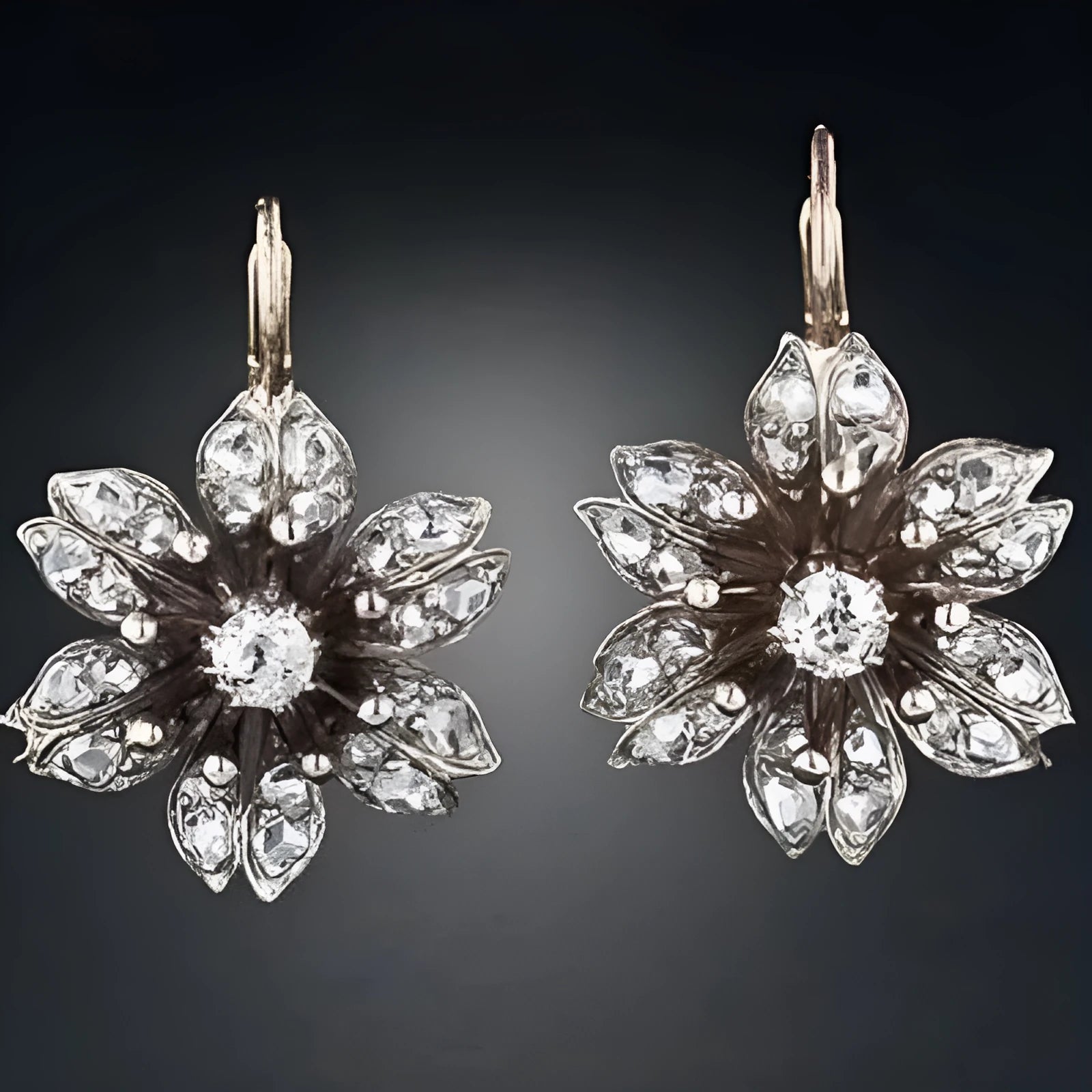 Silver retro fashion earrings with electroplated alloy construction and creative OL style design