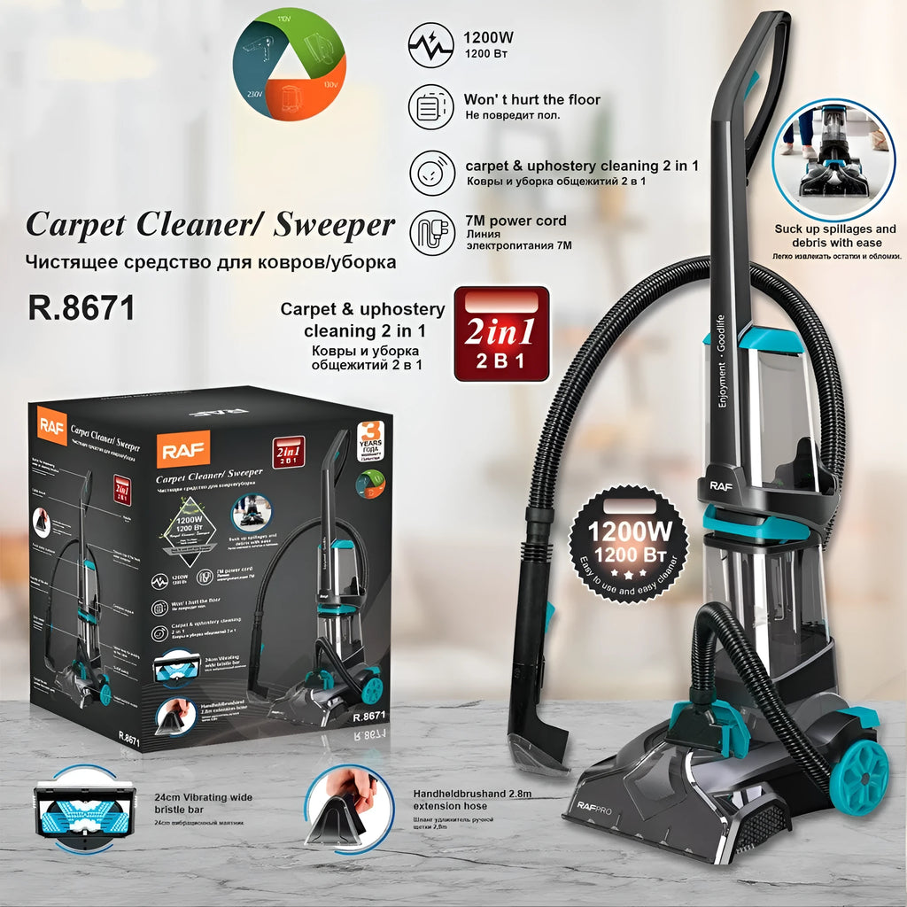R.8671 coloured two-in-one mechanical floor cleaner with power cord