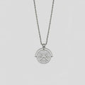 Gold titanium steel sunflower embossed pendant necklace with hemp flowers chain, adjustable 41-50 cm