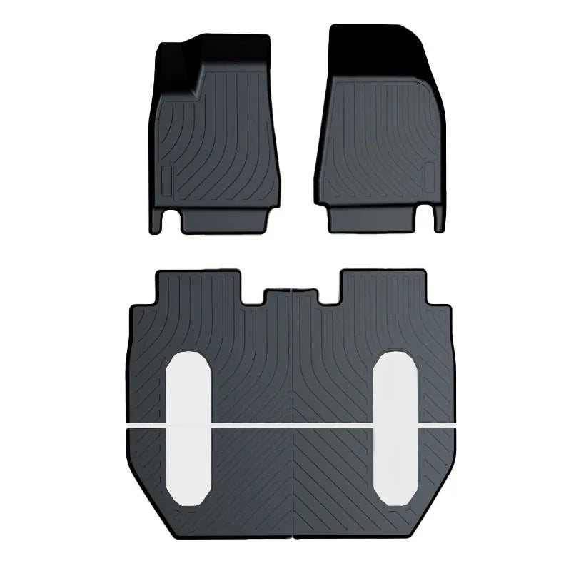 Black rubber floor mat with TPE footrest for Tesla Model 3, Y, S, and X cars
