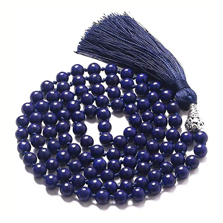 108-bead natural agate bracelet with round stones in ten colour options