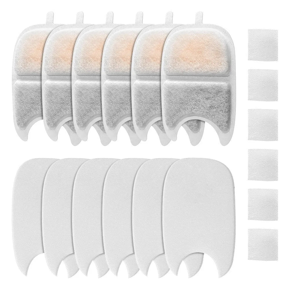 Activated carbon filter element and spatula set for cat water dispenser, 6 or 12 boxed filter shovel pieces