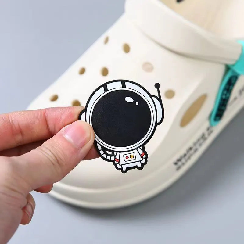 Astronaut decor PVC unisex flip-flop clogs in black astronaut colour, with anti-skid sole, indoor outdoor garden shoes