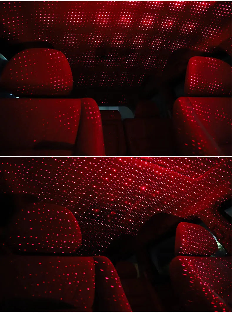 Car gypsophila USB atmosphere light with aluminium alloy body and red or blue LED starry sky projection