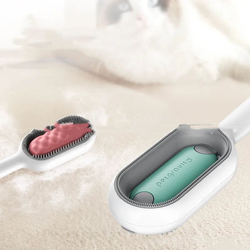 Green plastic pet hair removal comb with disposable adhesive wipes for cats and dogs.