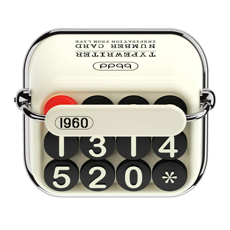 Creative typewriter-style temporary parking number plate in zinc alloy and ABS on a desk