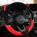 Plush cartoon gloves style car steering wheel cover in black gray colour on car interior