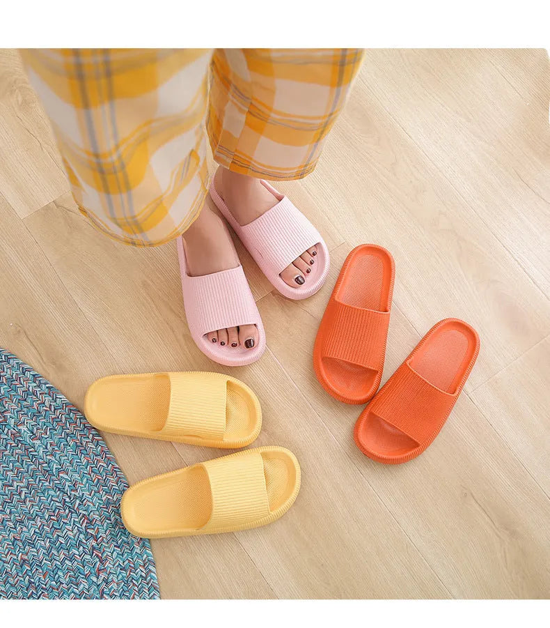 EVA solid sandals in orange colour with 32cm platform sole for indoor home use