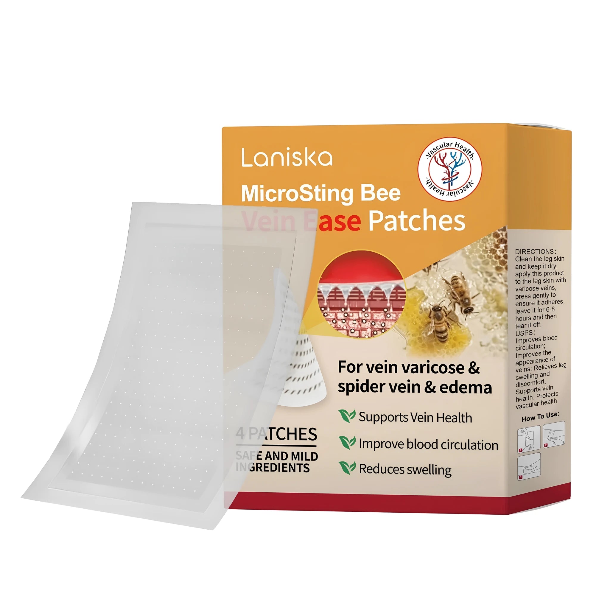 Four varicose vein microneedle patches with ginger and calcium pantothenate ingredients