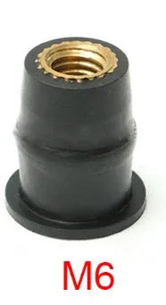 Motorcycle windshield rubber brass nut fasteners in M4 M5 M6 sizes, 10-piece set