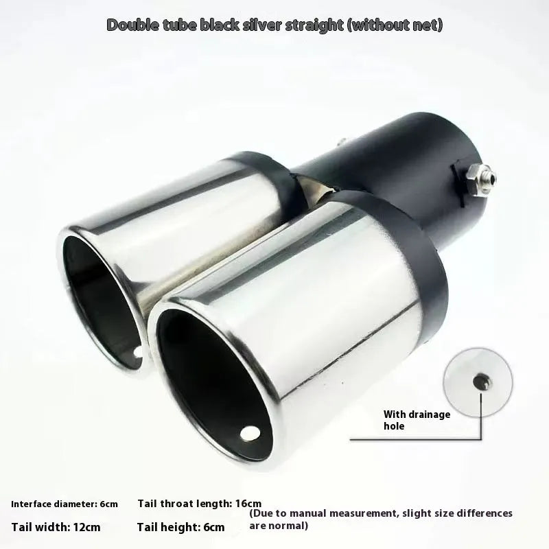 Stainless steel car exhaust pipe tail hood decoration in Double Baked Blue finish, flat mouth shape
