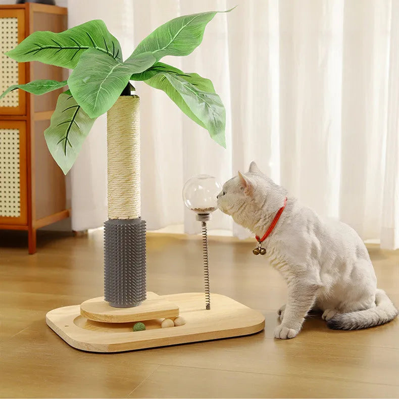 Wooden vertical cat scratching post in canna colour, one-item independent packaging