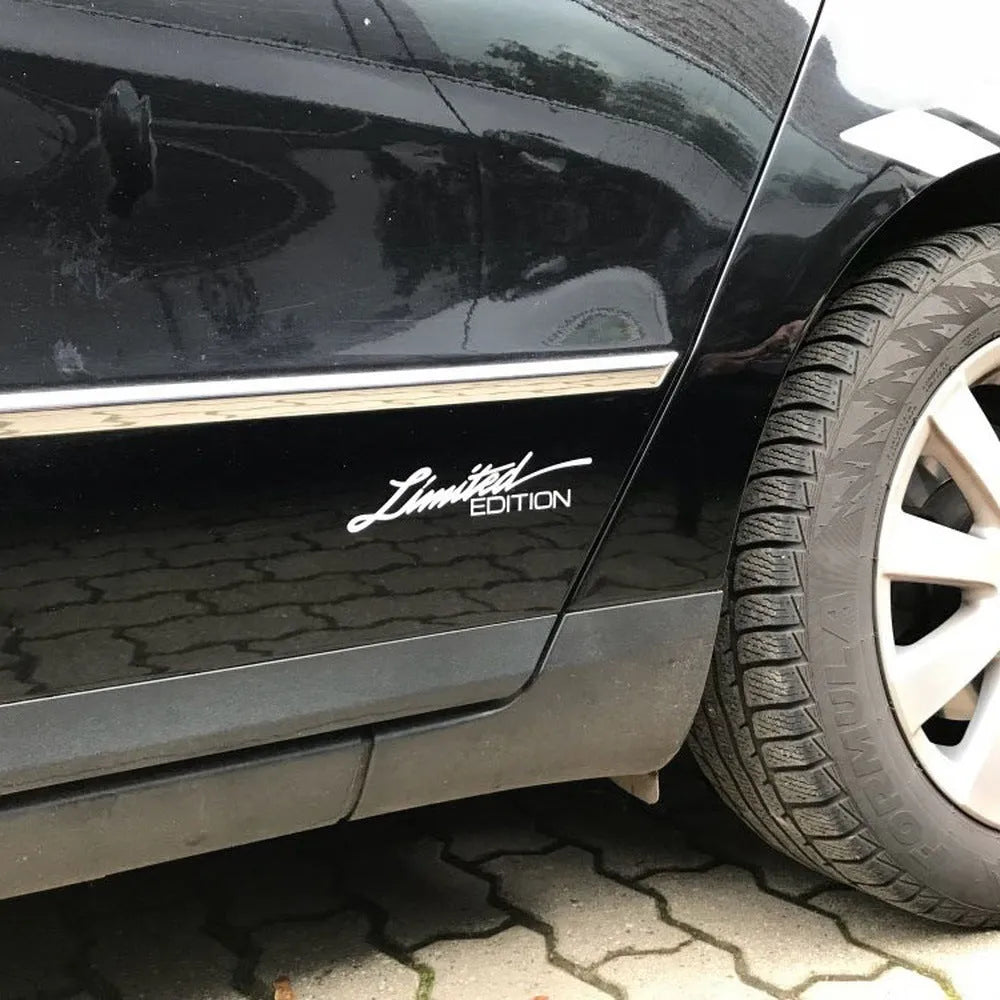 Reflective English bumper sticker with British design, shown in black, white, and colour variants.