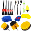 17-piece car detailing brush kit with nylon bristles and drill attachment in multicolour
