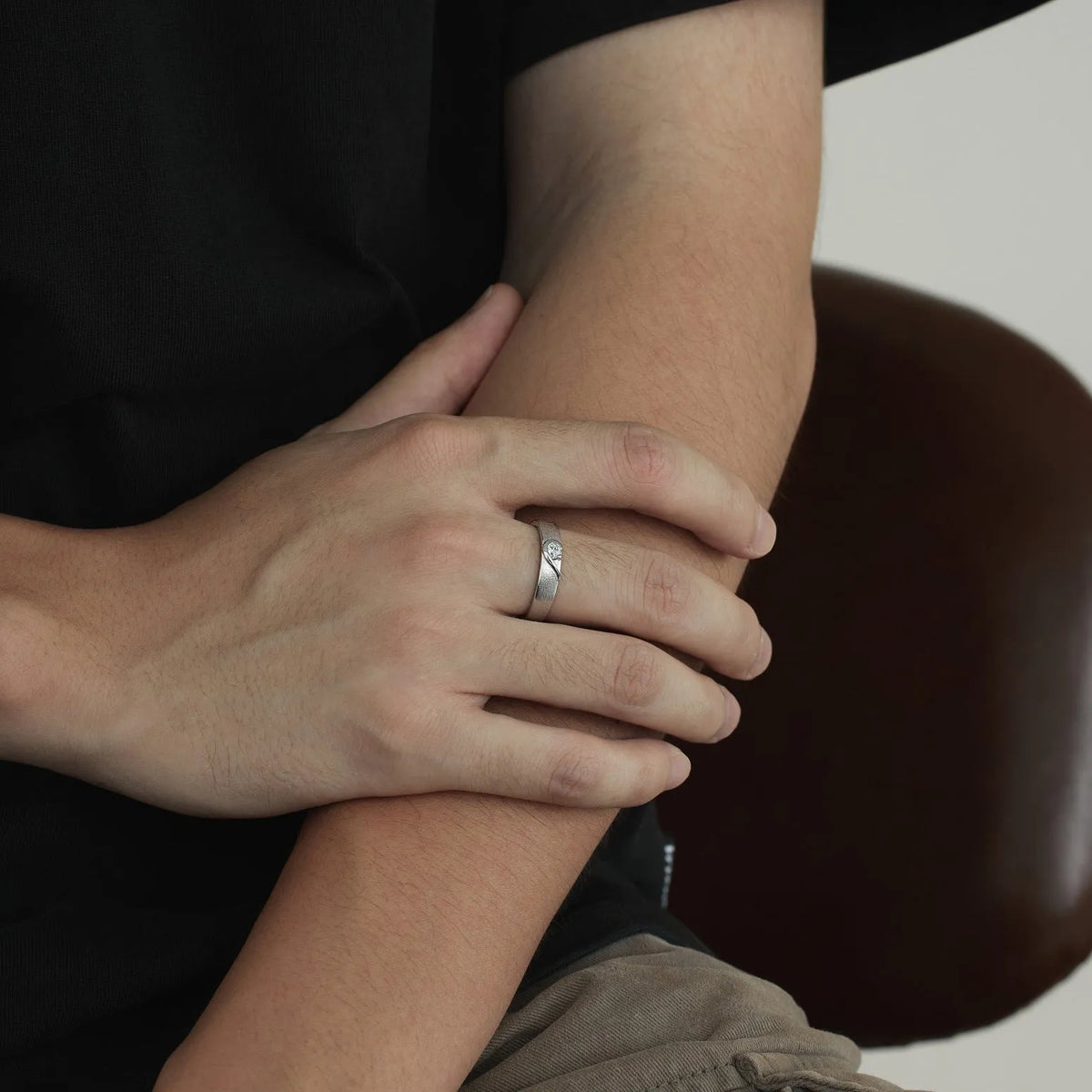 S925 sterling silver heart ring for men and women in platinum or champagne gold, sizes 5-12
