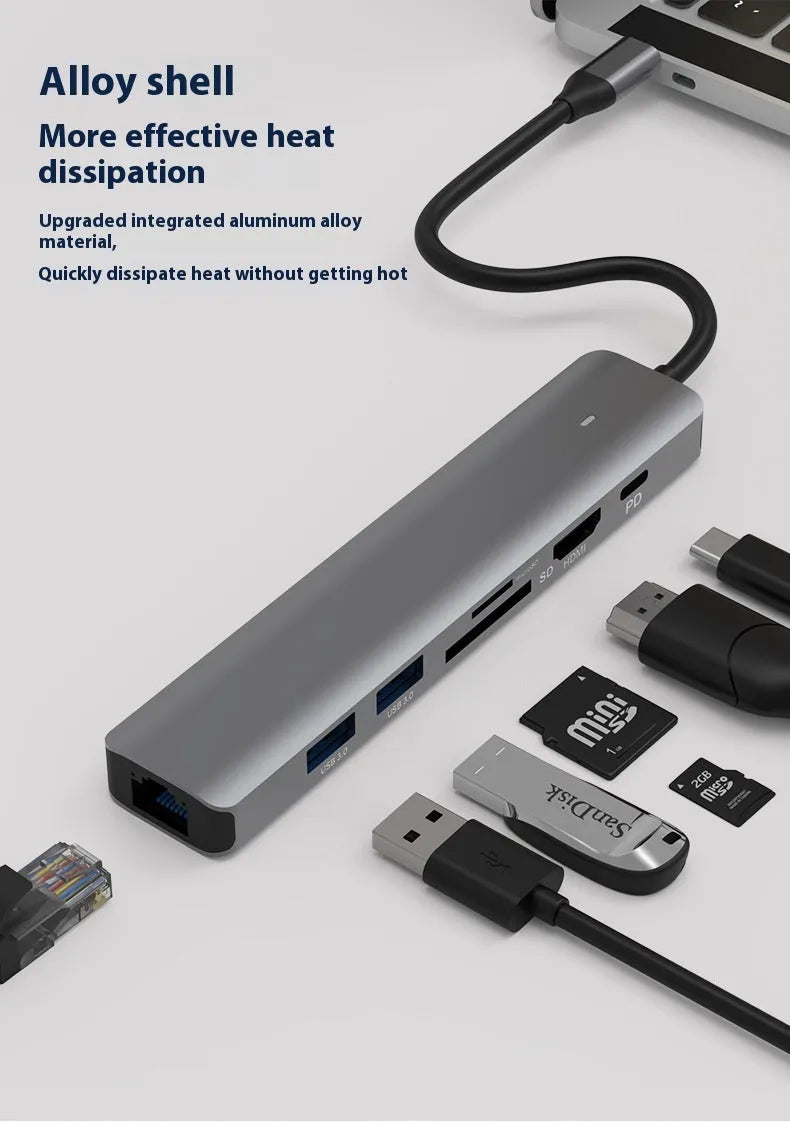LQT-LH07 7-in-1 USB hub and card reader for laptops and computers