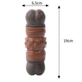 A brown, branch-shaped durable nylon dog chew toy with texture, suitable for large aggressive chewing dogs.