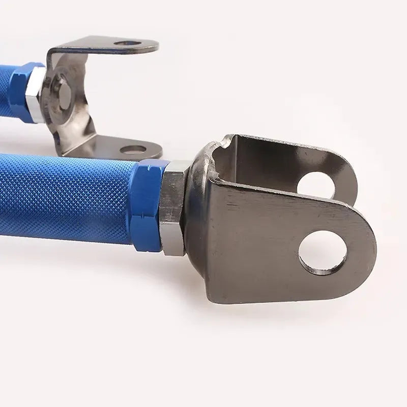 Blue and red aluminium alloy ES bones for Honda Civic EP3 rear pull rod recliner modification kit.