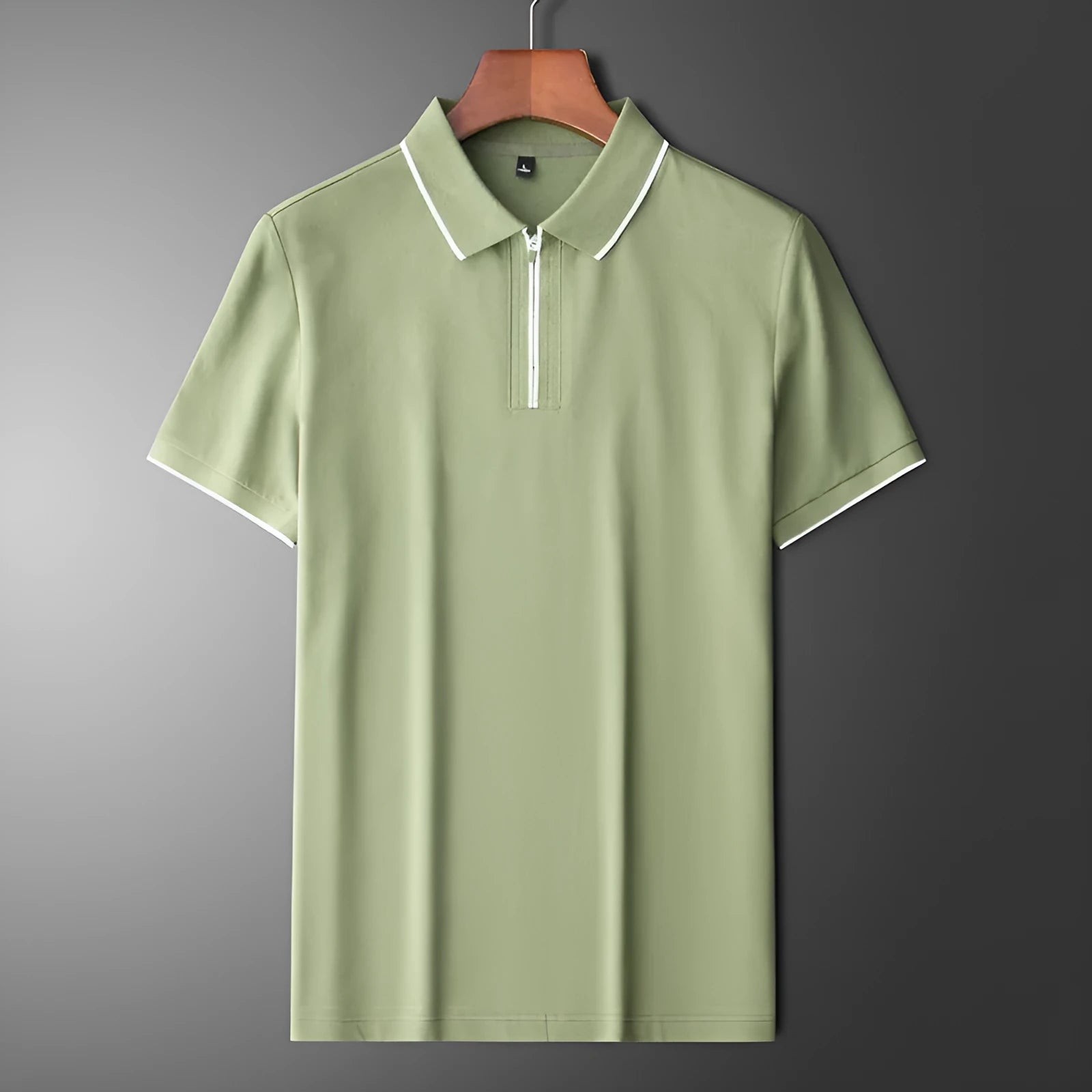 Men's slim fit lapel business casual top in cotton blend fabric with short sleeves