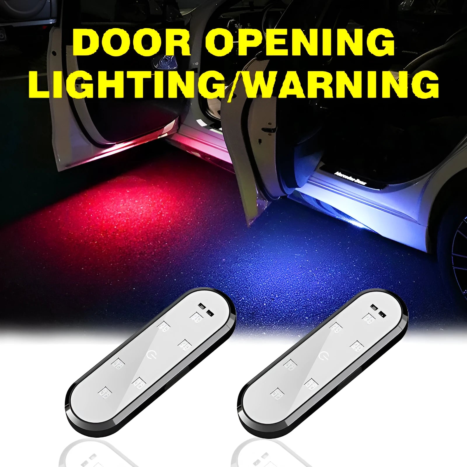 LED anti-collision warning light for car door edge mounted on a vehicle.