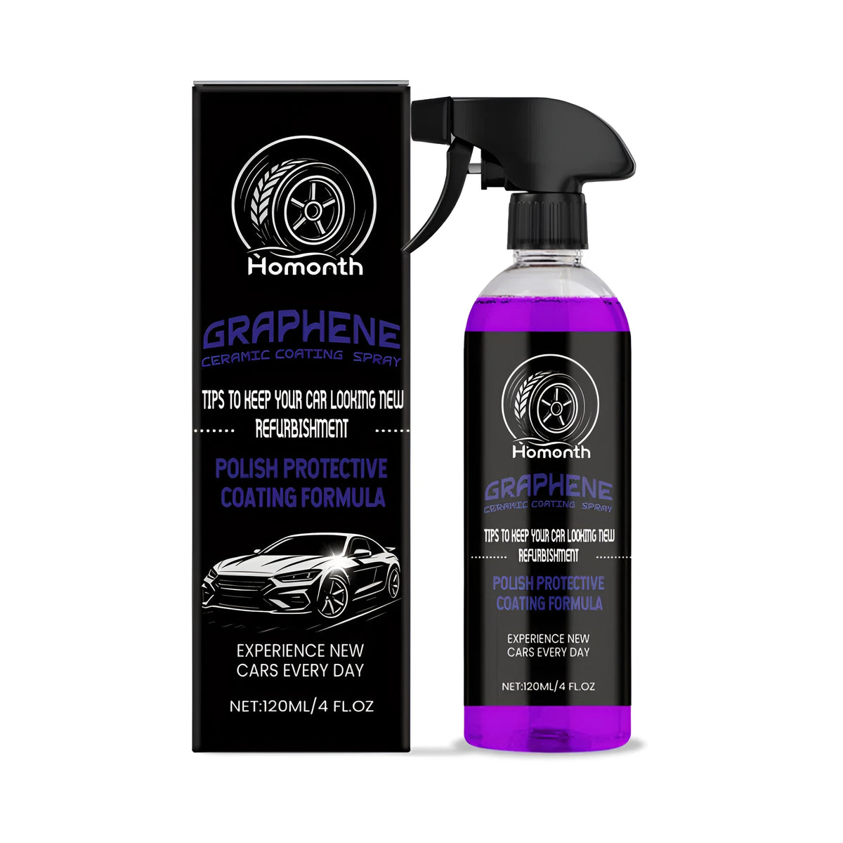 120ml graphene ceramic coating spray bottle with PTFE for car paint protection and detailing