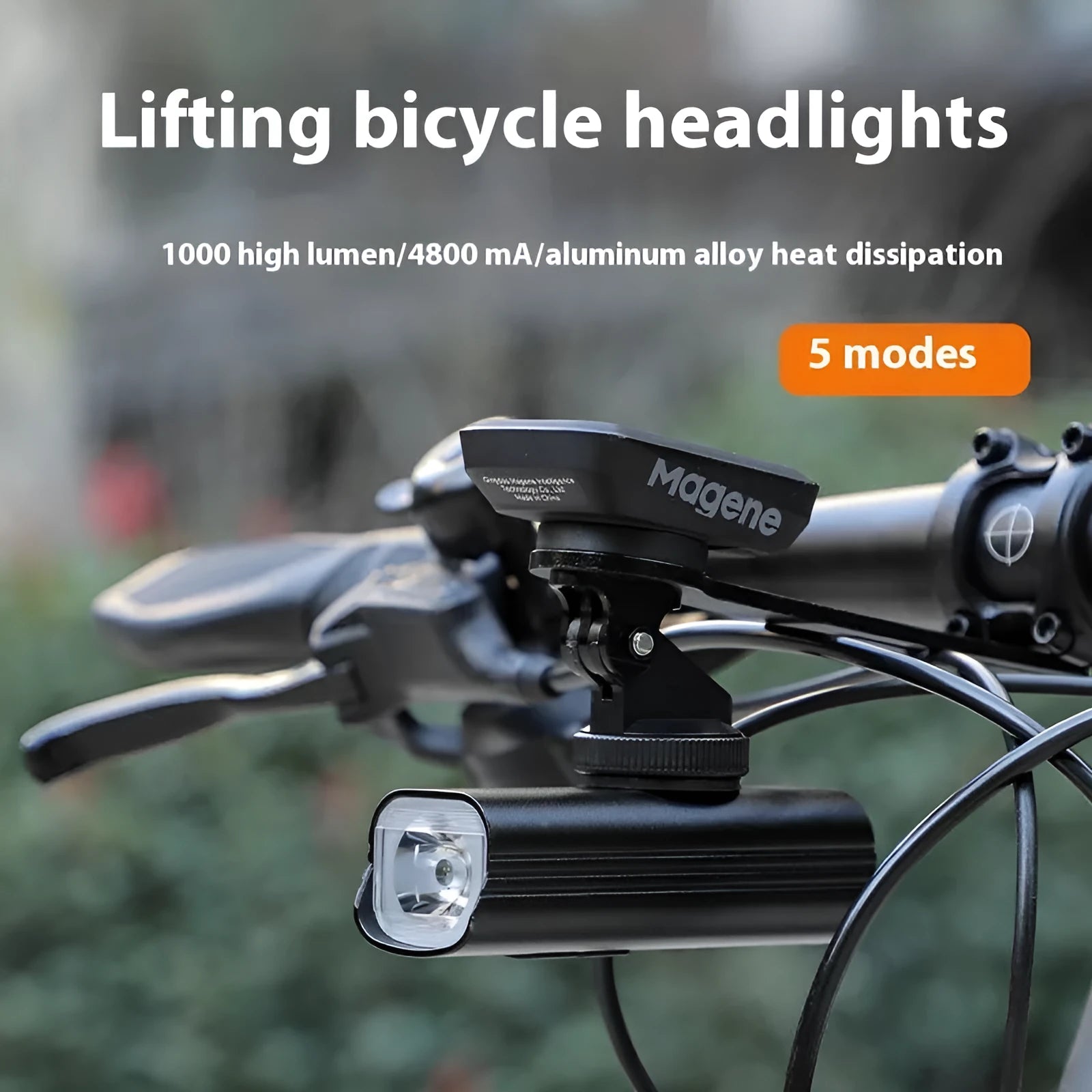 USB rechargeable bicycle headlight with mounting bracket for handlebars