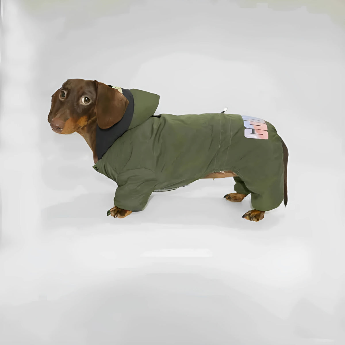 Winter warm four-legged pet clothing for dogs and cats in beige, army green, lemon yellow, or red, sizes S to XXL