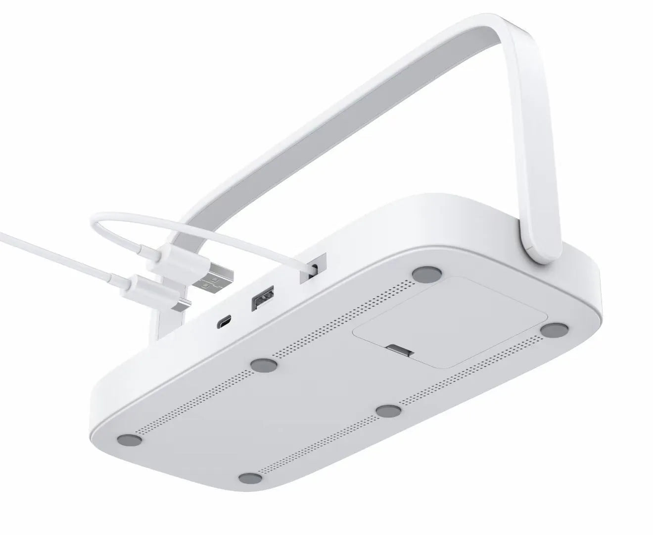 Three-in-one white wireless charger with night lamp for smartphones