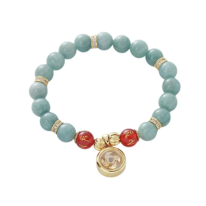 Natural agate lotus seedpod bracelet with jade colour electroplated finish on wrist