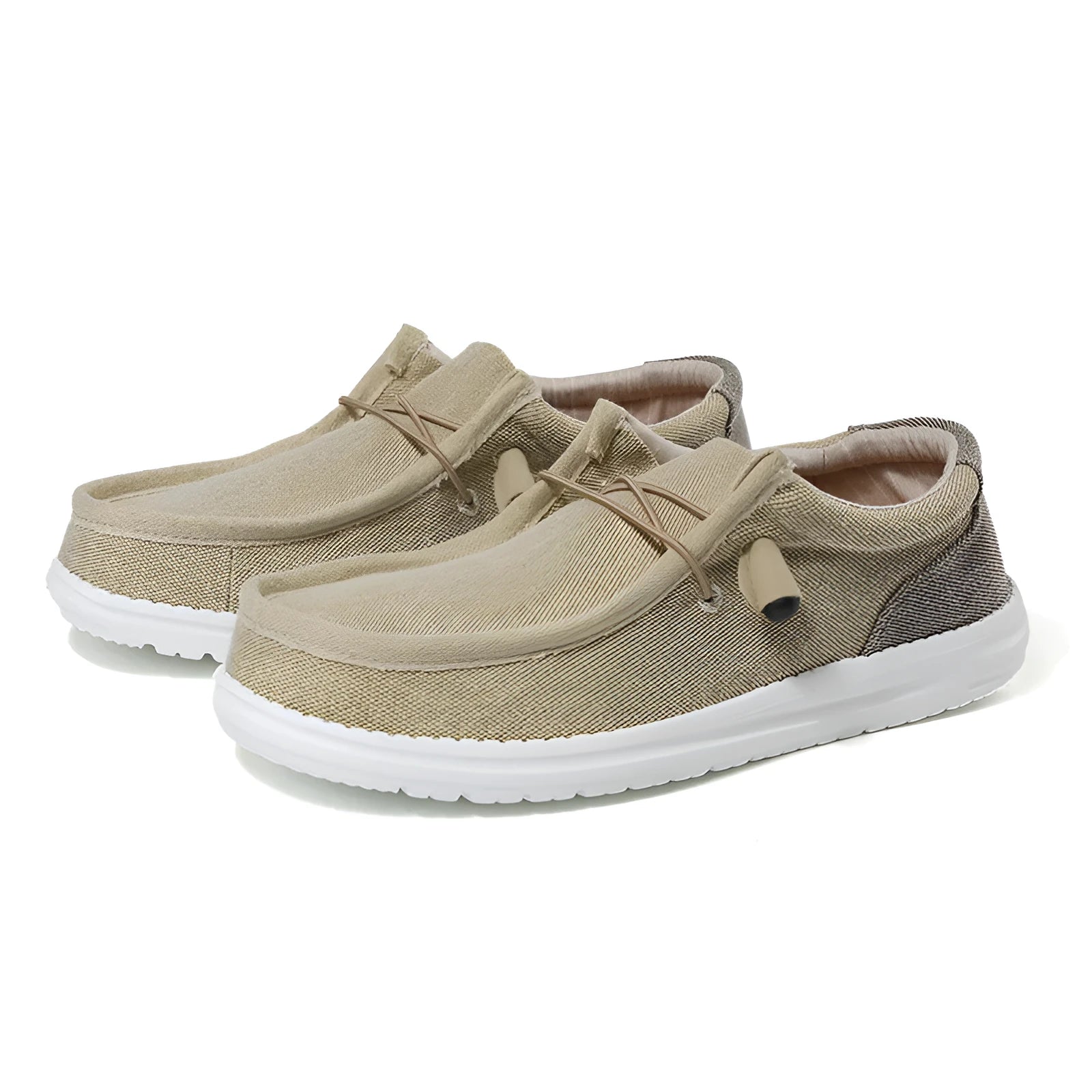 Men's casual canvas shoes in green or orange with mosaic splicing design and rubber soles