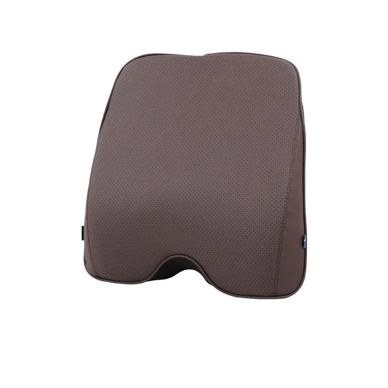 Volvo car headrest, neck pillow, and lumbar support cushion set in a minimalist design on a car seat