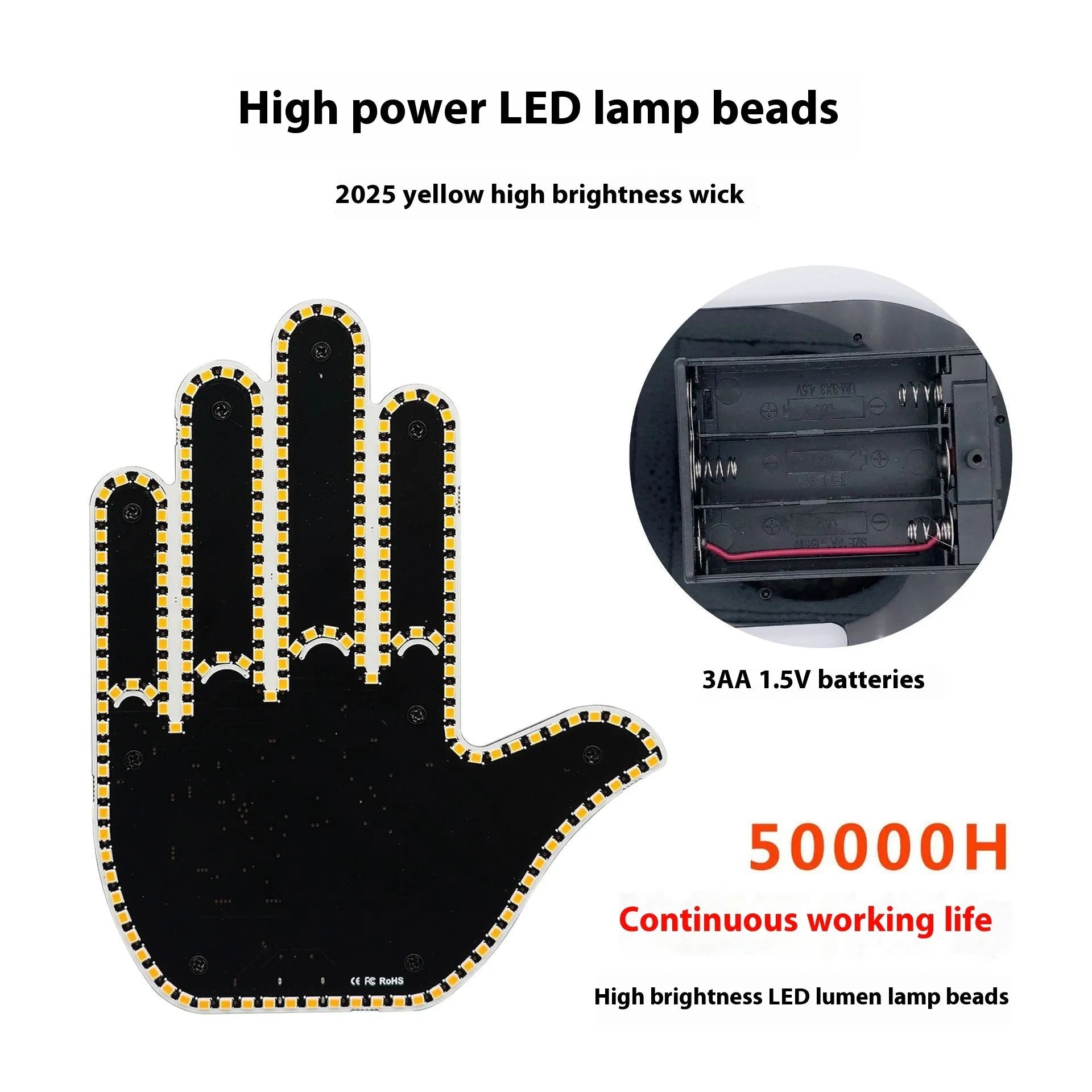 Yellow LED gesture light for car warning anti-collision with black remote control