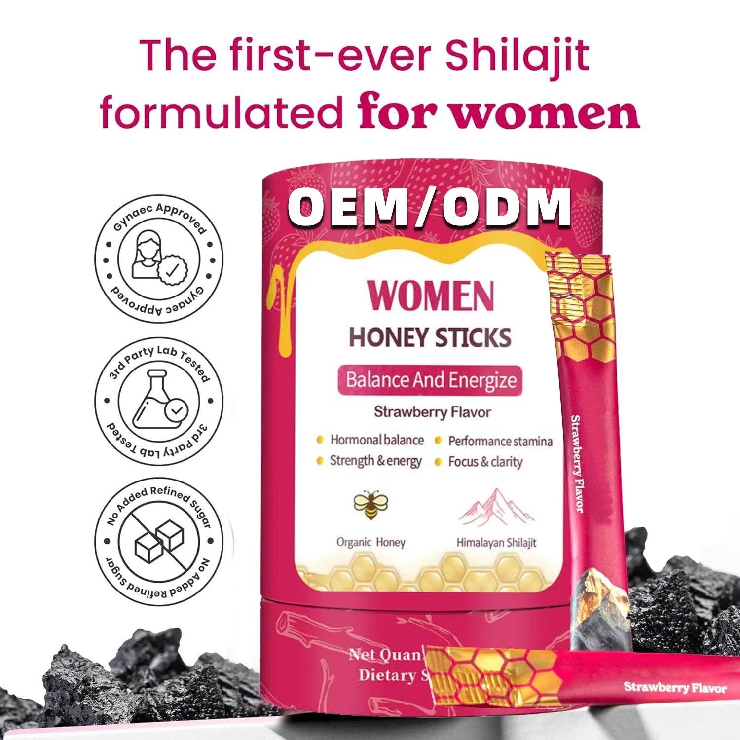 Shilajit honey sticks herbal supplement bottle with 30 resin sticks for energy immune support