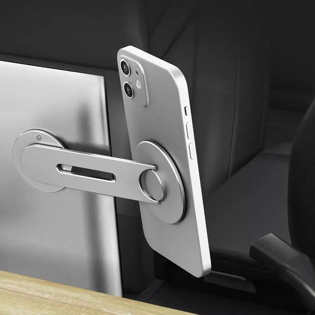 Tesla magnetic suction mobile phone holder in silver or grey with 180-degree flip rotation