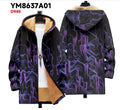 3D digital printed standing collar pullover jacket for men in loose fit polyester outerwear with side pockets