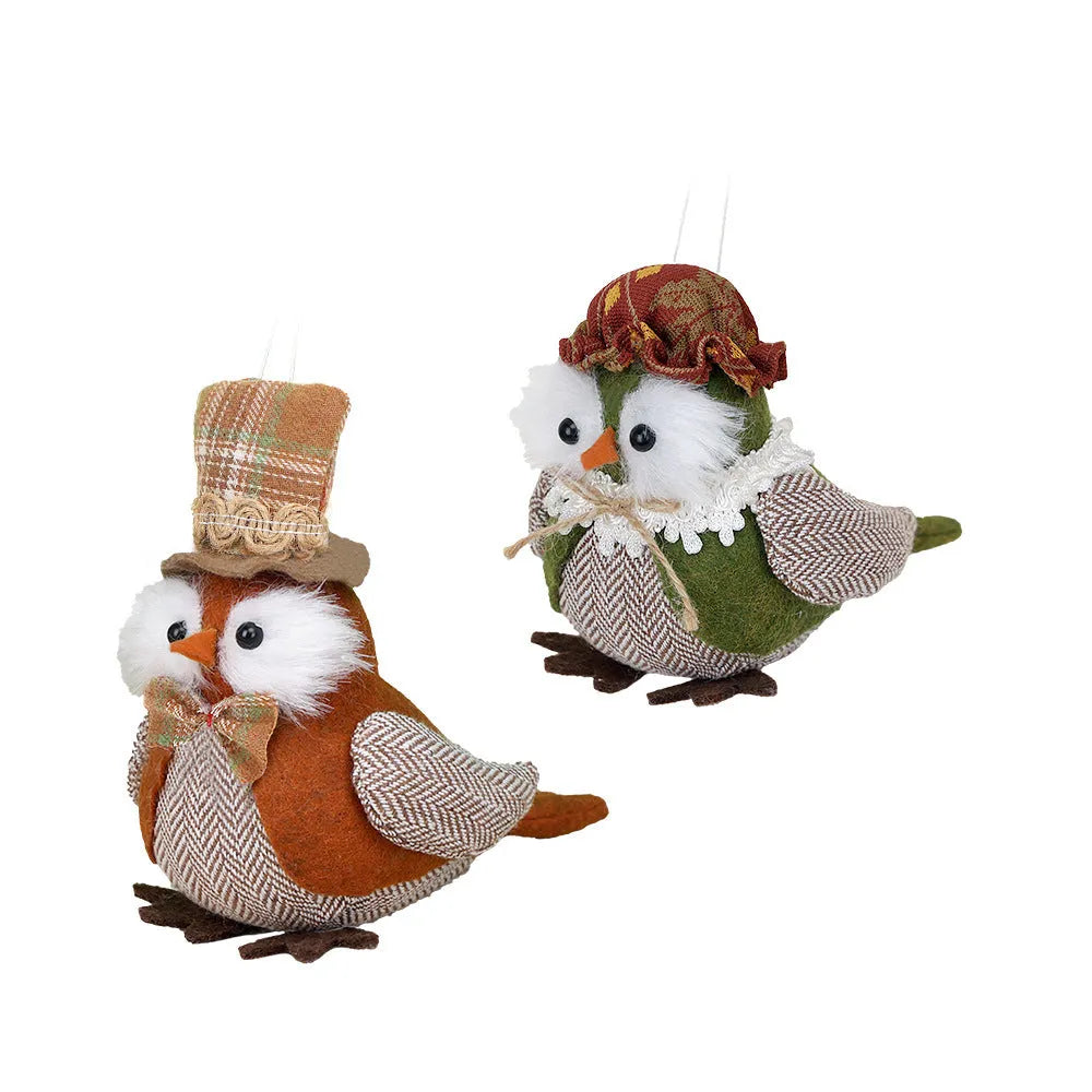 Orange and green owl harvest bird Thanksgiving pendant ornament for window or desktop decoration