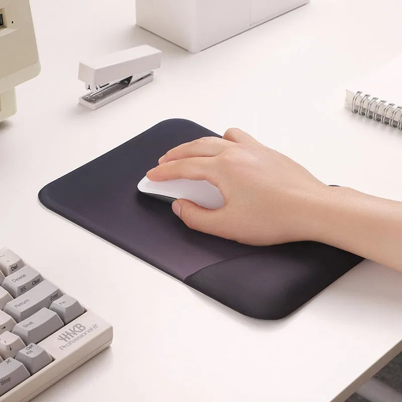 Square silica gel wrist rest mouse pad with non-slip cloth surface in blue colour