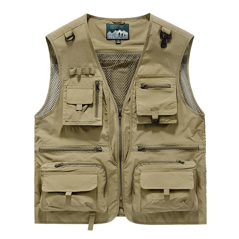 Men's loose fit mesh quick-dry vest in solid colour nylon, shown front view
