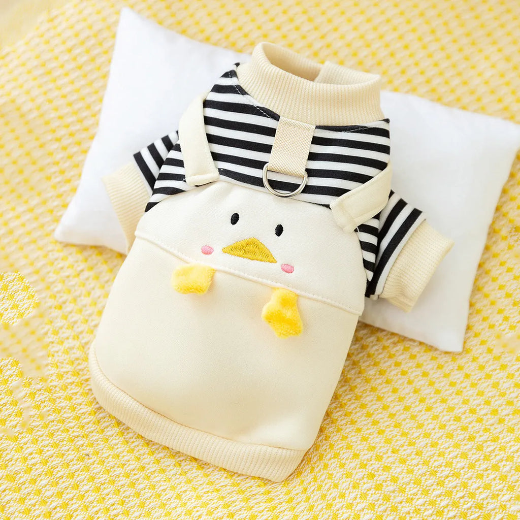 Fashion Autumn Thin Dog Pattern Sweater in yellow with cartoon design for pets