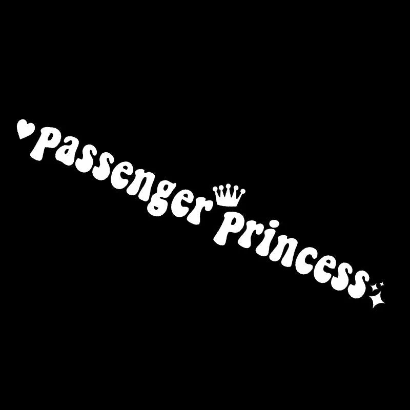 Passenger princess car rearview mirror sticker in black, white, laser, and pink colour options