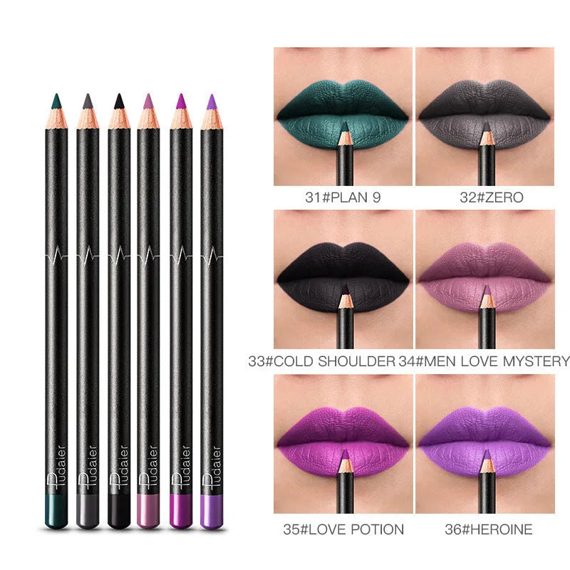 36-color waterproof non-smudge nude lip liner set with honey and beeswax ingredients