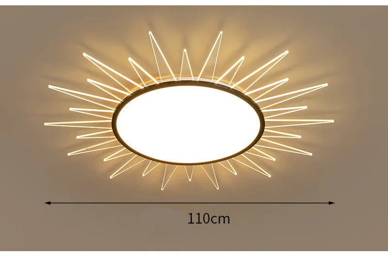 Round modern aluminium LED ceiling lamp with remote control for dimming and light colour selection.