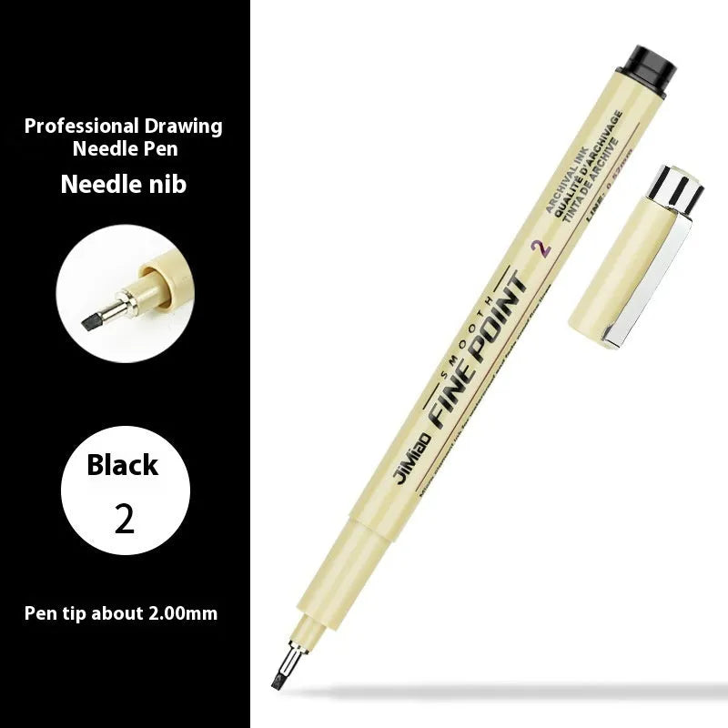 Technical drawing pen with needle mechanism for architectural drafting and waterproof artwork